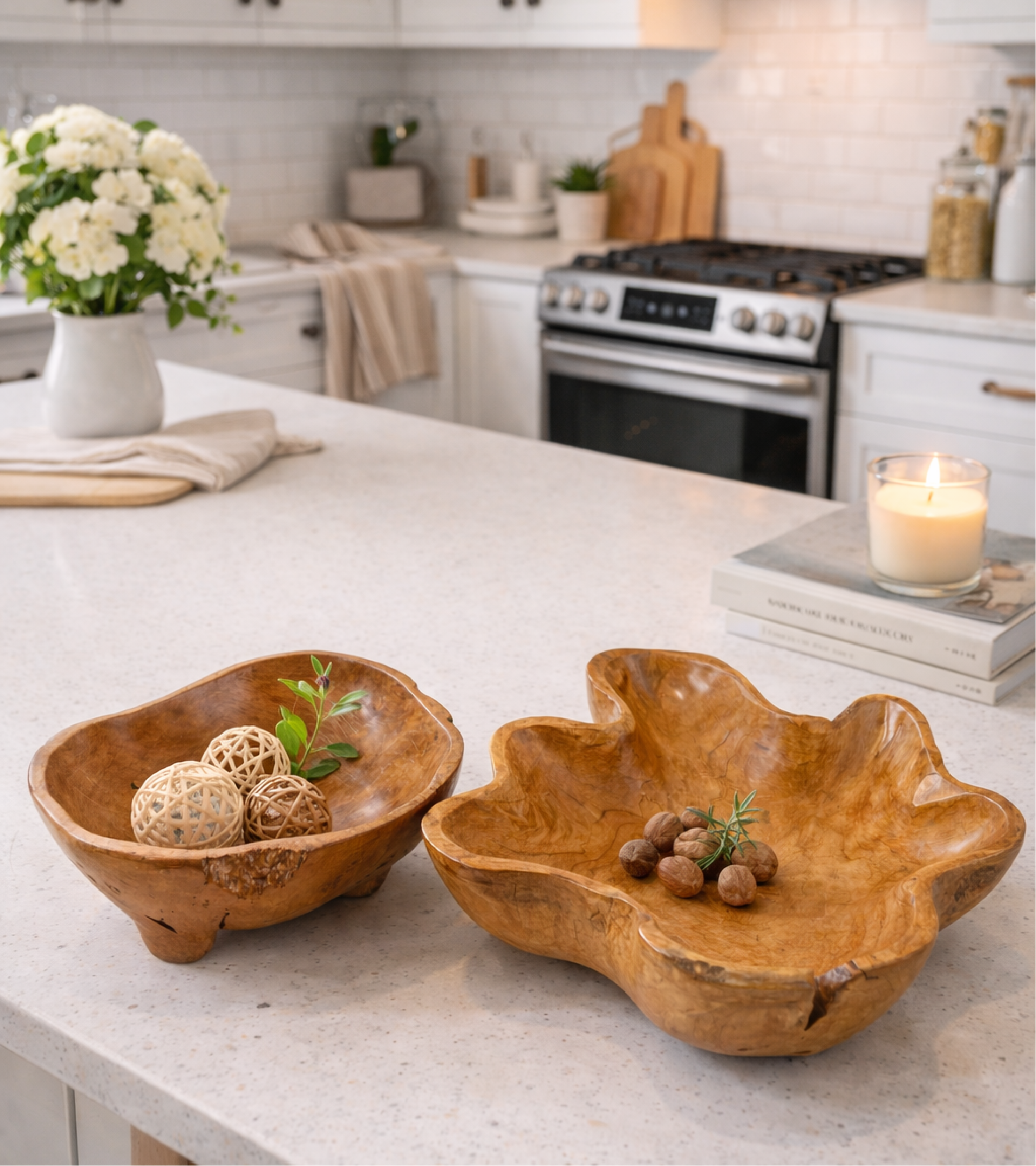 Teak Wood Bowl – Organic Shape Serving Bowl